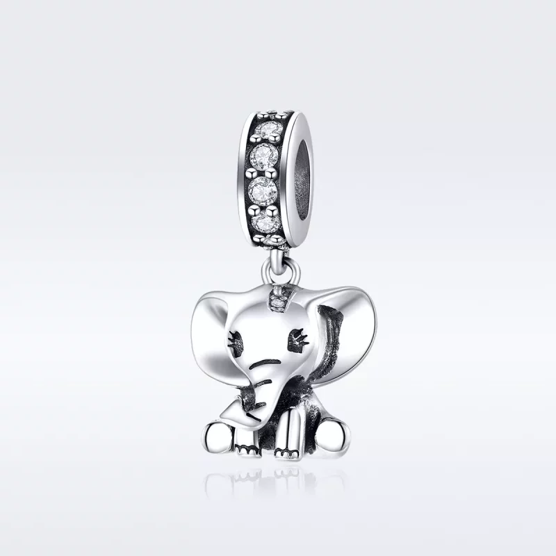 (imagen para) Pendiente de Elefantito de Plata Estilo Pandora - SCC1338 - Ver 5