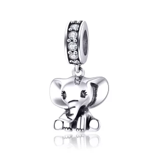 (imagen para) Pendiente de Elefantito de Plata Estilo Pandora - SCC1338