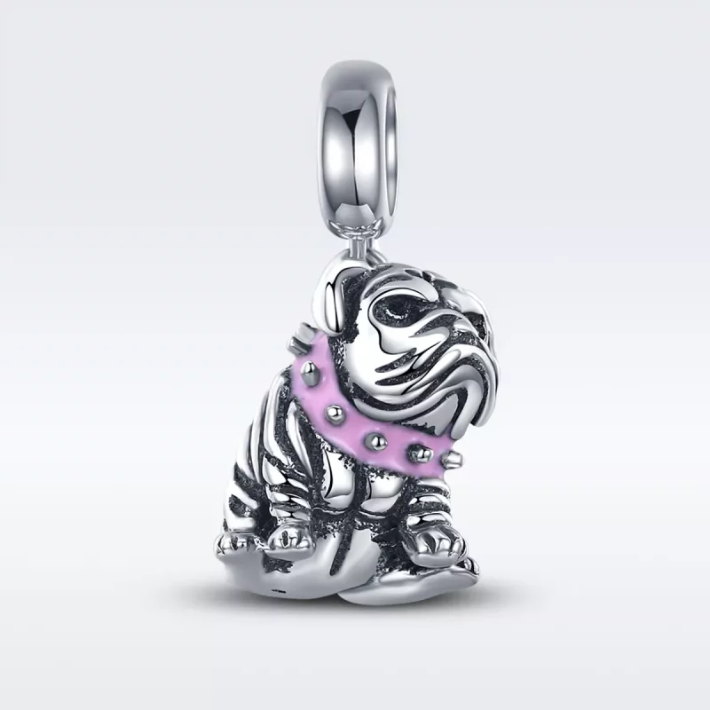 (imagen para) Pendiente de estilo Pandora con charm de Bulldog Inglés plateado - SCC552 - Ver 2