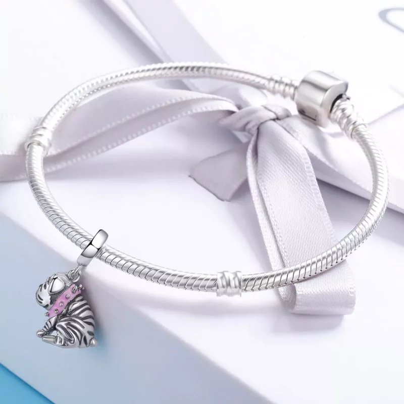 (imagen para) Pendiente de estilo Pandora con charm de Bulldog Inglés plateado - SCC552 - Ver 4