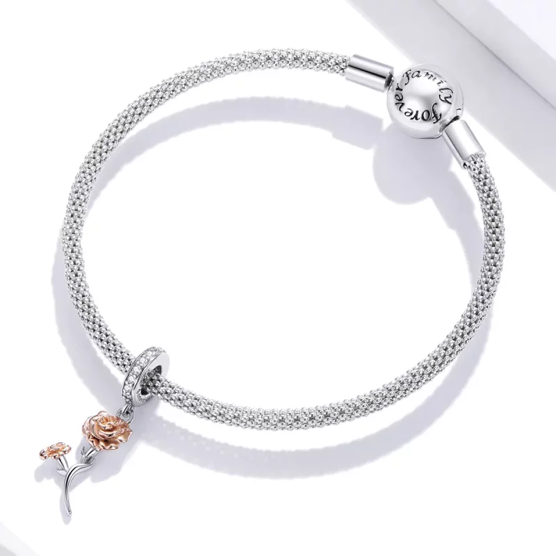 (imagen para) Pendiente de estilo Pandora con colgante de Clavel - BSC422 - Ver 3