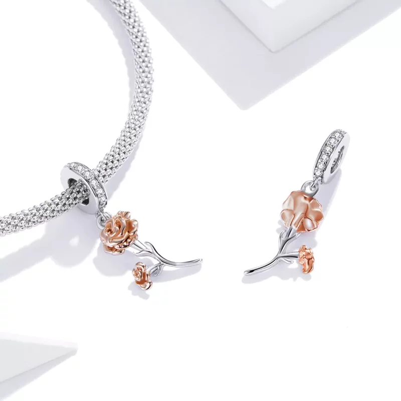 (imagen para) Pendiente de estilo Pandora con colgante de Clavel - BSC422 - Ver 4