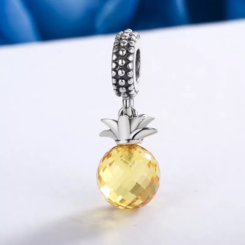 (imagen para) Pendiente de estilo Pandora con colgante de piña plateada - SCC150 - Ver 4