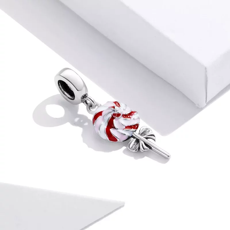 (imagen para) Pendiente de estilo Pandora de plata con colgante de piruleta - SCC1491 - Ver 3