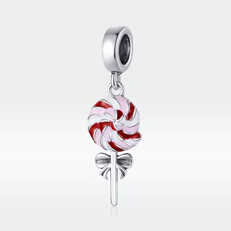 (imagen para) Pendiente de estilo Pandora de plata con colgante de piruleta - SCC1491 - Ver 5