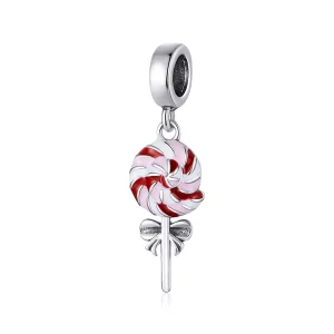 Pendiente de estilo Pandora de plata con colgante de piruleta - SCC1491 (imagen para) Pendiente de estilo Pandora de plata con colgante de piruleta - SCC1491