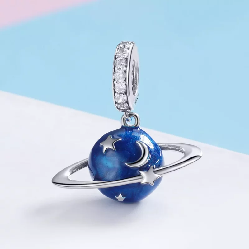 (imagen para) Pendiente de estilo Pandora en plata con colgante del planeta secreto - SCC933 - Ver 2