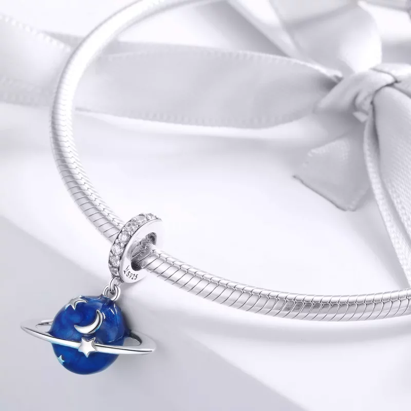 (imagen para) Pendiente de estilo Pandora en plata con colgante del planeta secreto - SCC933 - Ver 3