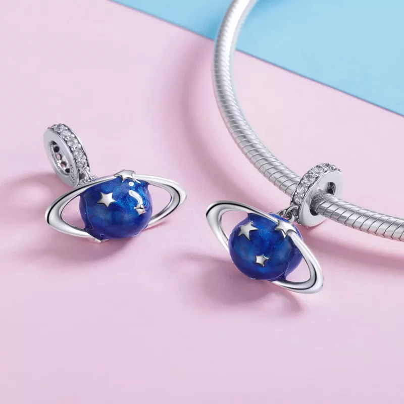 (imagen para) Pendiente de estilo Pandora en plata con colgante del planeta secreto - SCC933 - Ver 4