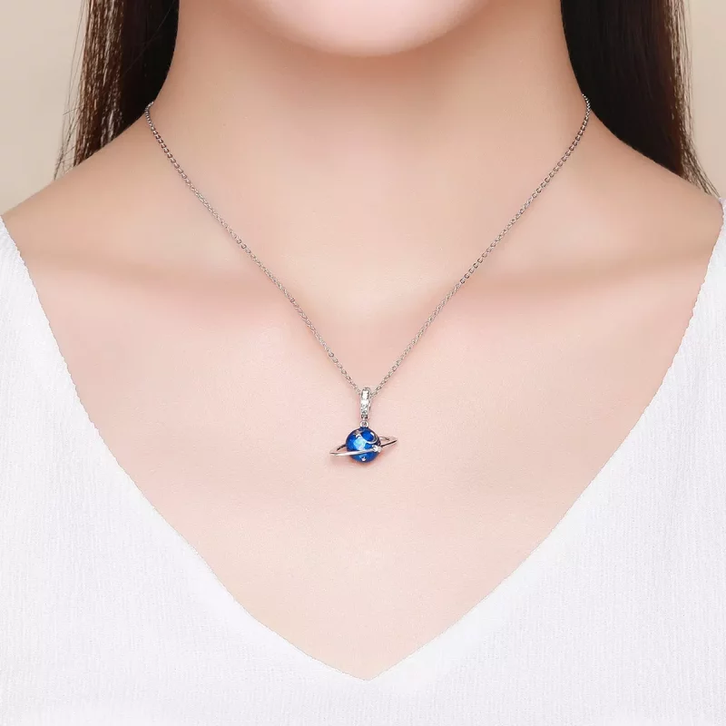 (imagen para) Pendiente de estilo Pandora en plata con colgante del planeta secreto - SCC933 - Ver 5