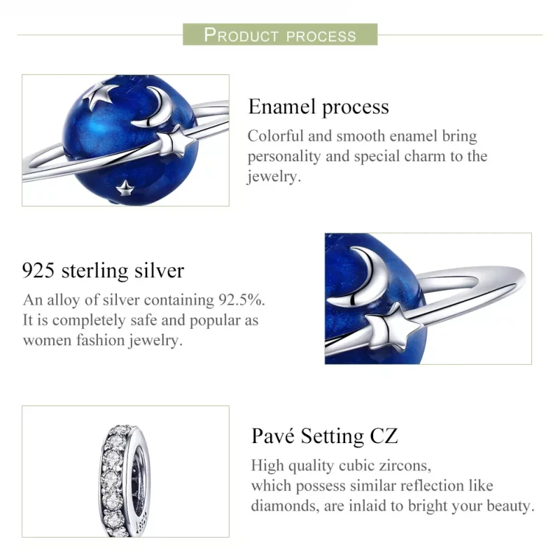 (imagen para) Pendiente de estilo Pandora en plata con colgante del planeta secreto - SCC933 - Ver 7