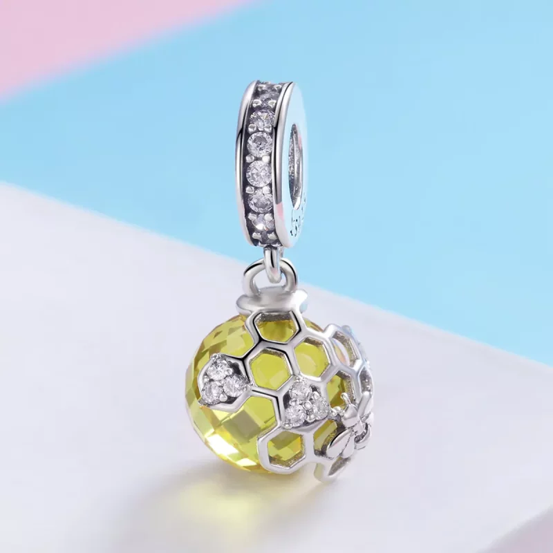 (imagen para) Pendiente de estilo Pandora en plata con forma de panal de abeja - SCC879 - Ver 2