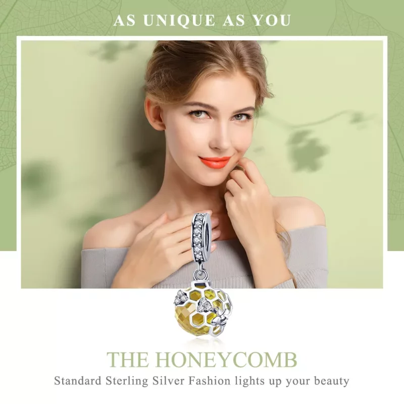 (imagen para) Pendiente de estilo Pandora en plata con forma de panal de abeja - SCC879 - Ver 6