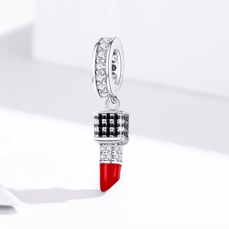 (imagen para) Pendiente de lápiz labial de plata estilo Pandora - SCC1392 - Ver 2