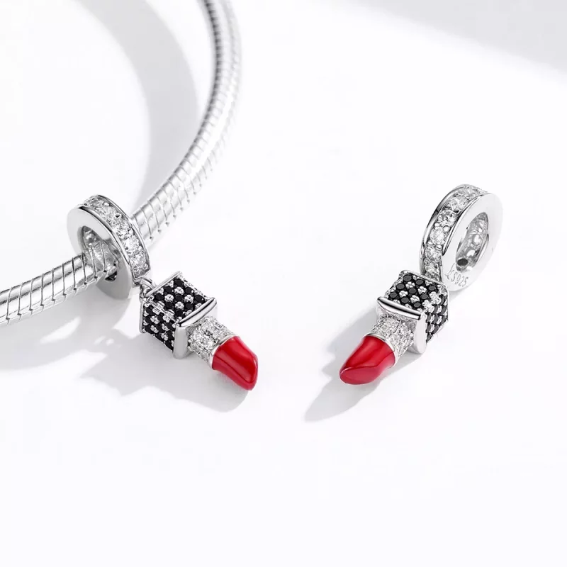 (imagen para) Pendiente de lápiz labial de plata estilo Pandora - SCC1392 - Ver 4