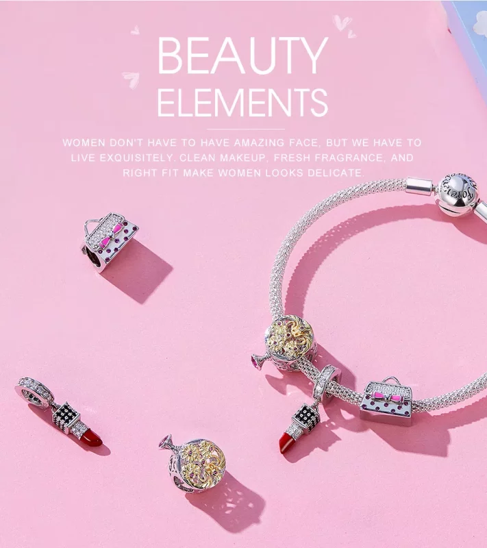 (imagen para) Pendiente de lápiz labial de plata estilo Pandora - SCC1392 - Ver 6