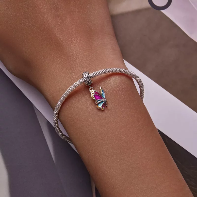 (imagen para) Pendiente de mariposa colorida estilo Pandora - SCC2216 - Ver 6
