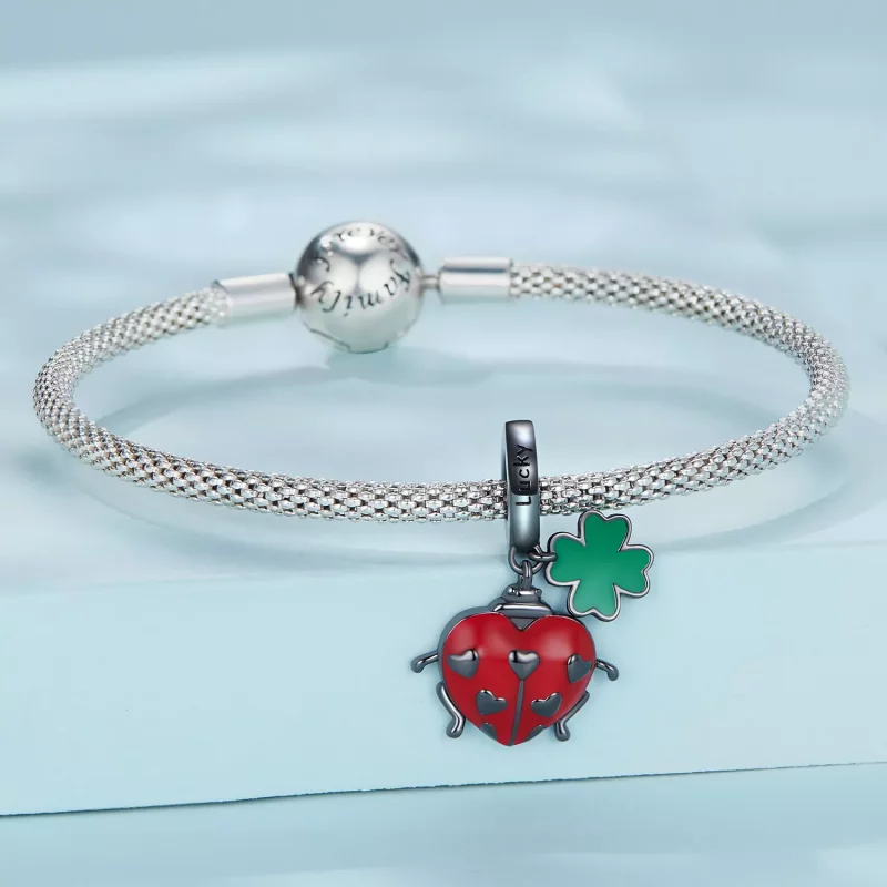 (imagen para) Pendiente de mariquita con estilo Pandora - SCC2411 - Ver 3