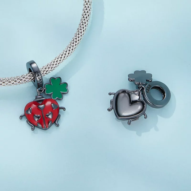 (imagen para) Pendiente de mariquita con estilo Pandora - SCC2411 - Ver 4