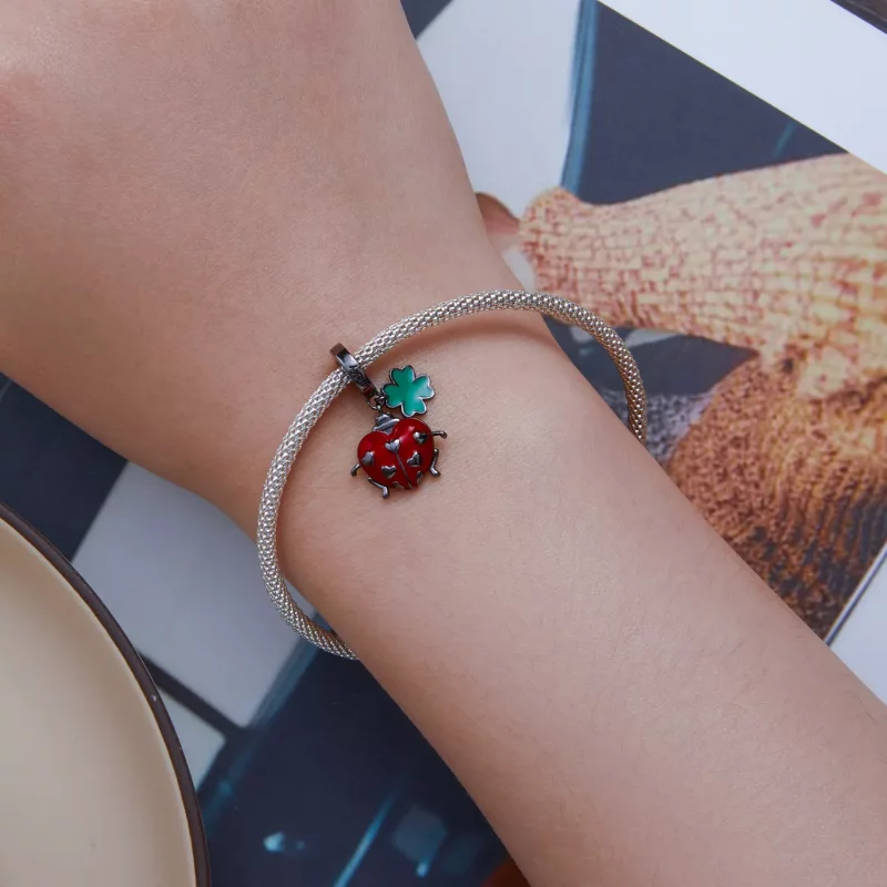 (imagen para) Pendiente de mariquita con estilo Pandora - SCC2411 - Ver 5