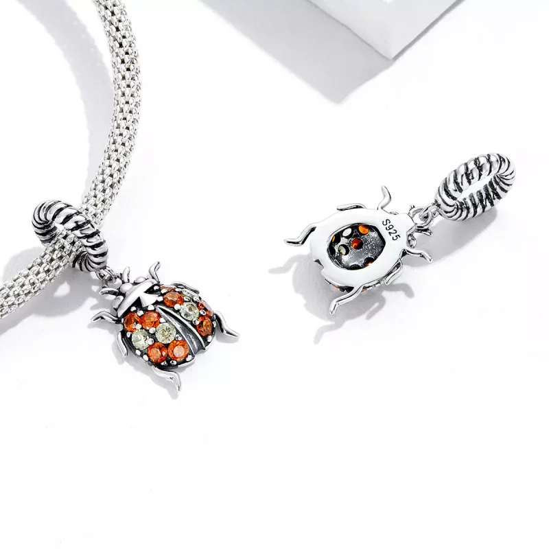 (imagen para) Pendiente de Mariquita Delicada al estilo Pandora - SCC2179 - Ver 4