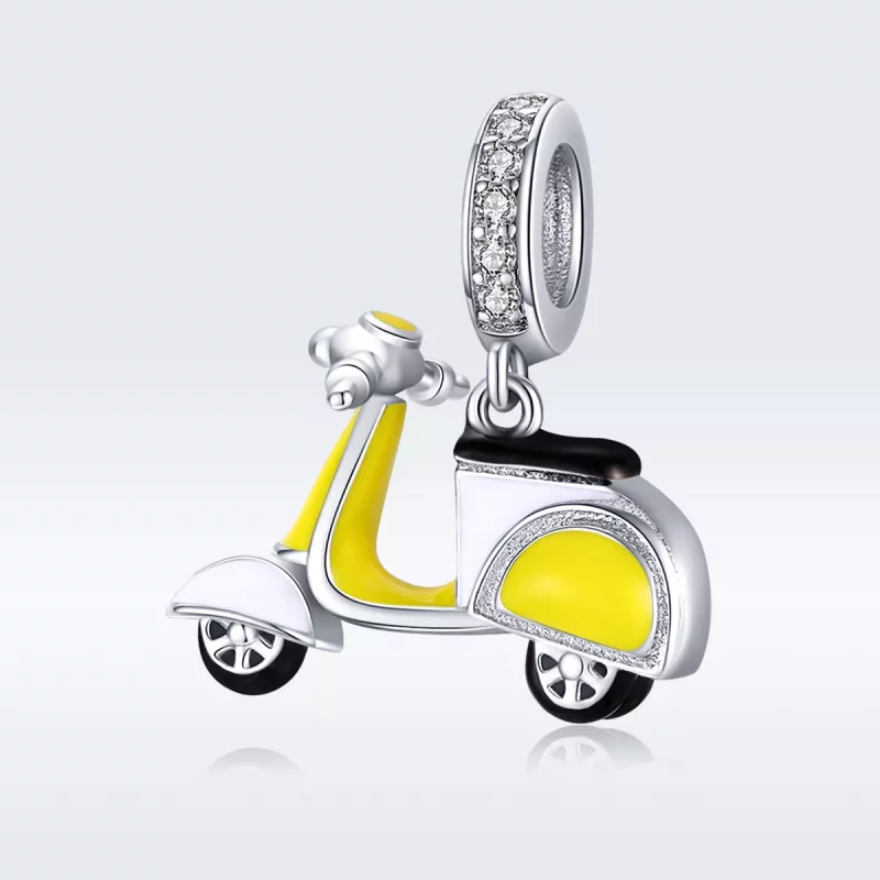 (imagen para) Pendiente de motocicleta plateada estilo Pandora - BSC136 - Ver 5