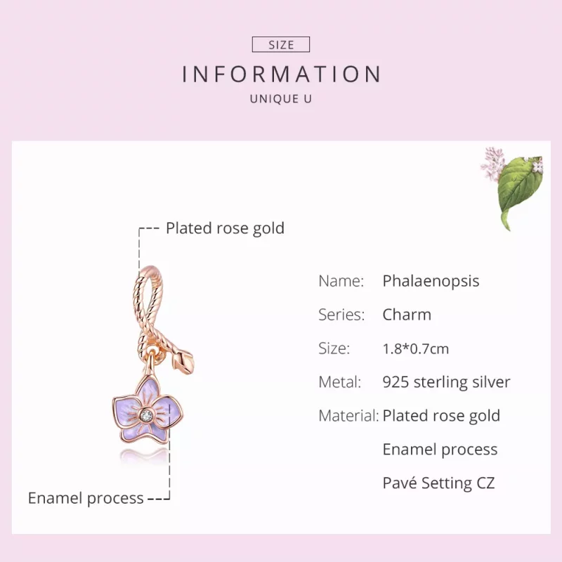 (imagen para) Pendiente de Orquídea de Oro Rosa con Estilo Pandora - BSC287 - Ver 7