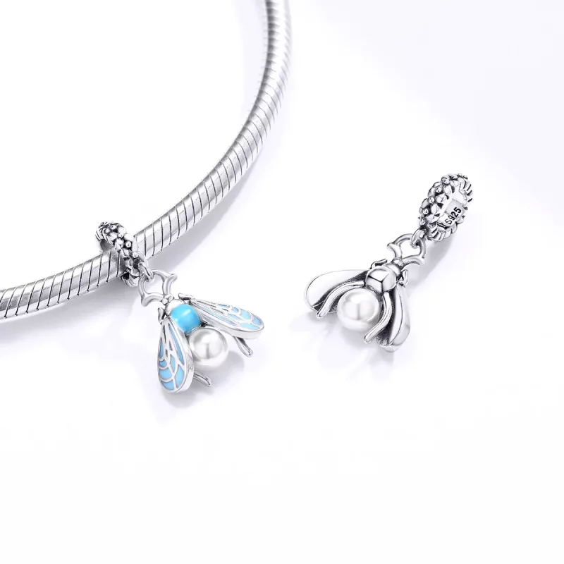 (imagen para) Pendiente de Plata con Colgante de Mariposas al Estilo Pandora - SCC1479 - Ver 4