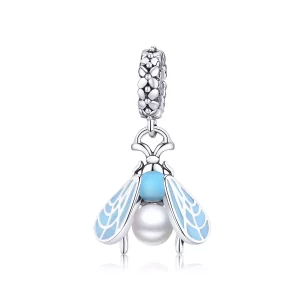 (imagen para) Pendiente de Plata con Colgante de Mariposas al Estilo Pandora - SCC1479