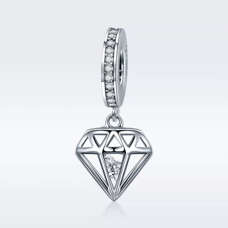 (imagen para) Pendiente de plata con diamante colgante estilo Pandora - SCC186 - Ver 2