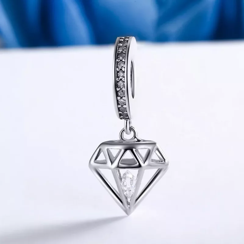 (imagen para) Pendiente de plata con diamante colgante estilo Pandora - SCC186 - Ver 4