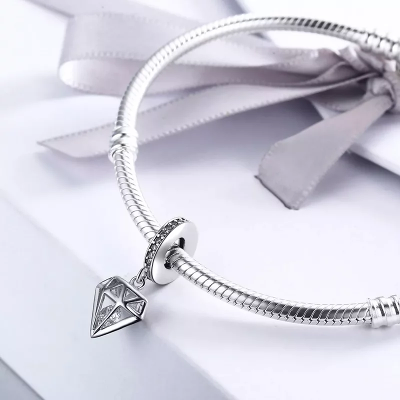 (imagen para) Pendiente de plata con diamante colgante estilo Pandora - SCC186 - Ver 5