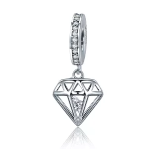 (imagen para) Pendiente de plata con diamante colgante estilo Pandora - SCC186