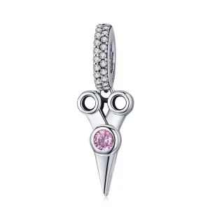 (imagen para) Pendiente de plata con estilo Pandora en forma de pequeñas tijeras de peluquero - SCC656