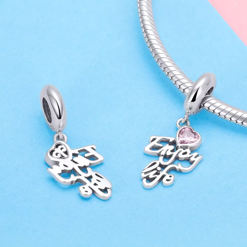 (imagen para) Pendiente de plata con estilo Pandora Love Life Dangle - SCC907 - Ver 3