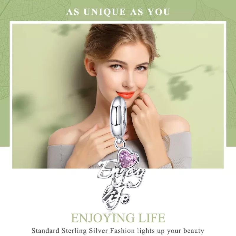 (imagen para) Pendiente de plata con estilo Pandora Love Life Dangle - SCC907 - Ver 6