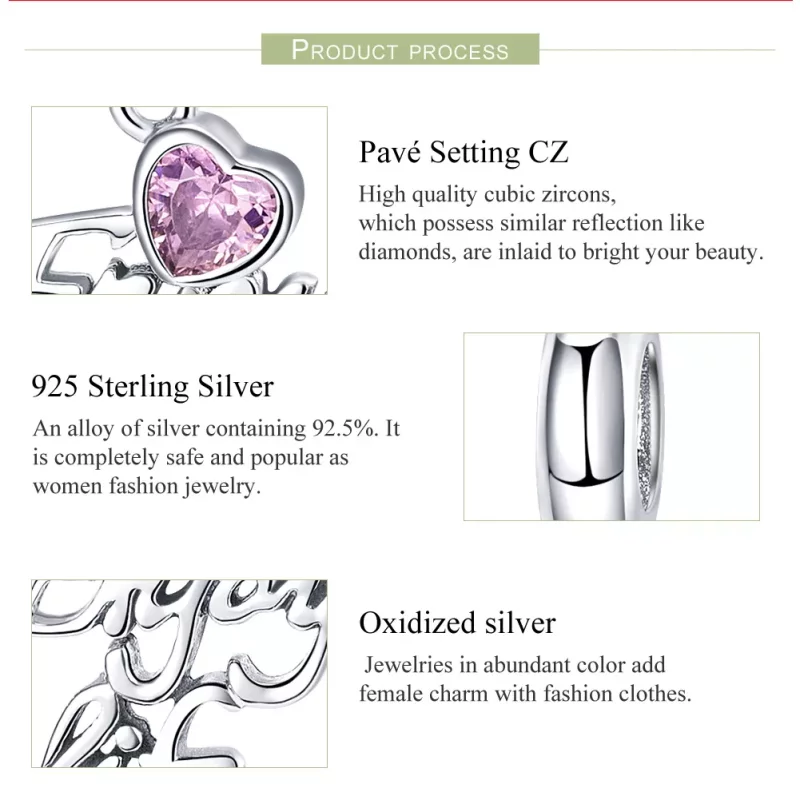 (imagen para) Pendiente de plata con estilo Pandora Love Life Dangle - SCC907 - Ver 7