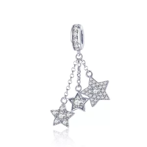 Pendiente de Plata con Pentagramas al Estilo Pandora - SCC881 (imagen para) Pendiente de Plata con Pentagramas al Estilo Pandora - SCC881