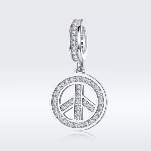 (imagen para) Pendiente de Plata Estilo Pandora Anti-Guerra - SCC1367