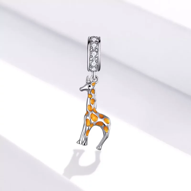 (imagen para) Pendiente de plata estilo Pandora con colgante de jirafa - BSC258 - Ver 2