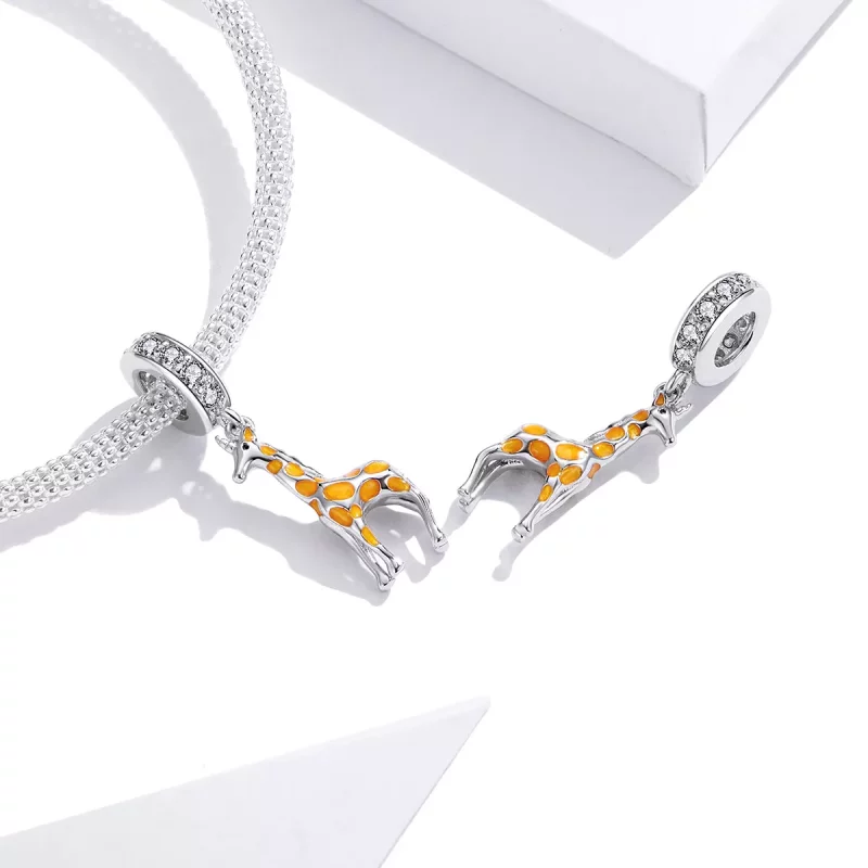 (imagen para) Pendiente de plata estilo Pandora con colgante de jirafa - BSC258 - Ver 4