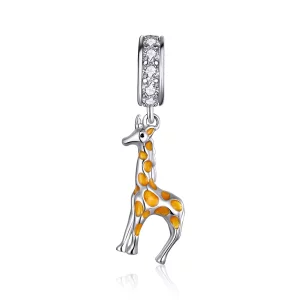 (imagen para) Pendiente de plata estilo Pandora con colgante de jirafa - BSC258