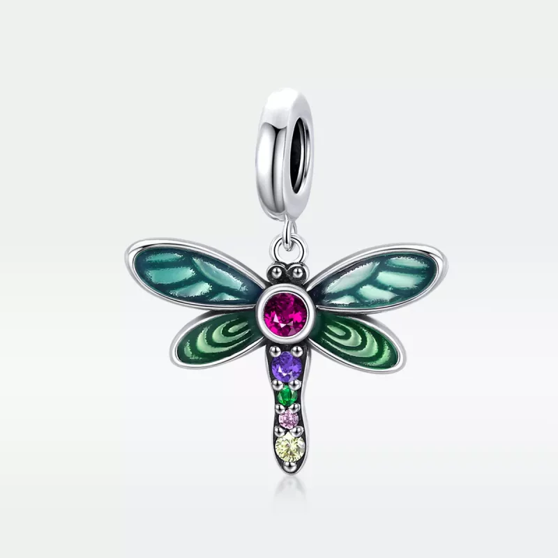 (imagen para) Pendiente de plata estilo Pandora con colgante de libélula brillante - SCC1706 - Ver 5