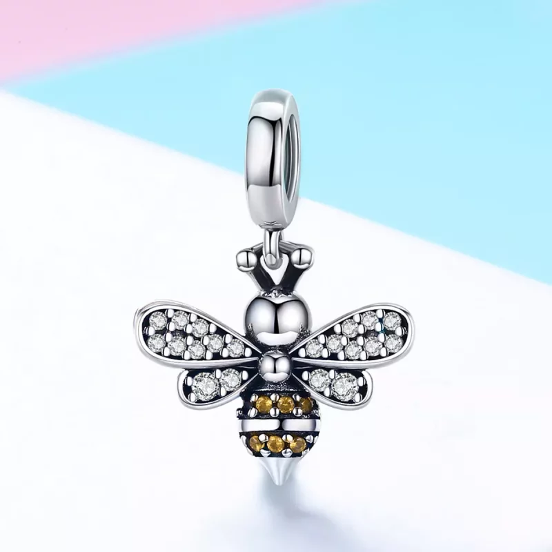 (imagen para) Pendiente de plata estilo Pandora con colgante de miel - SCC821 - Ver 2