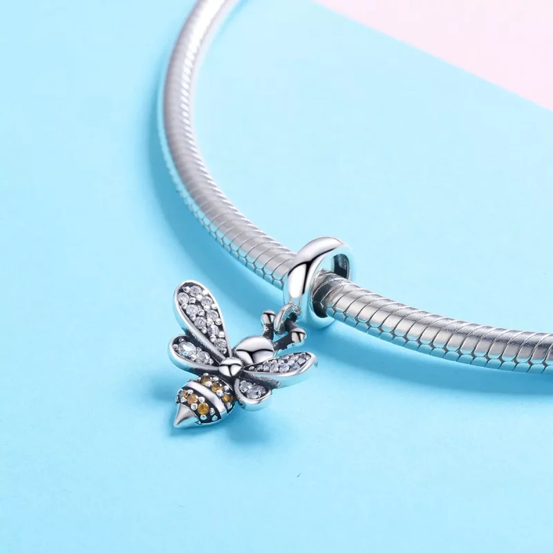(imagen para) Pendiente de plata estilo Pandora con colgante de miel - SCC821 - Ver 3