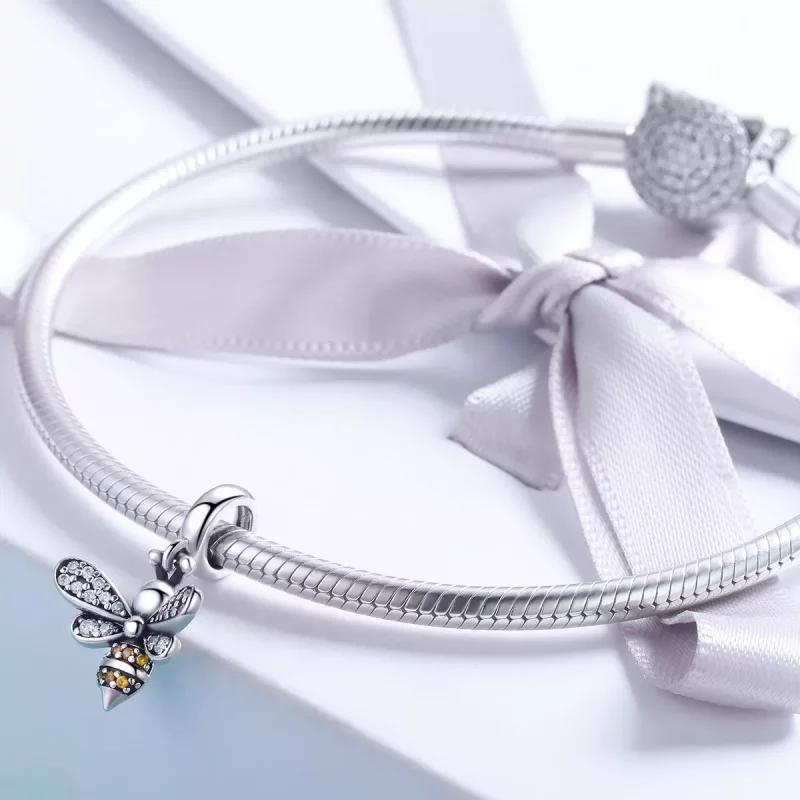 (imagen para) Pendiente de plata estilo Pandora con colgante de miel - SCC821 - Ver 4