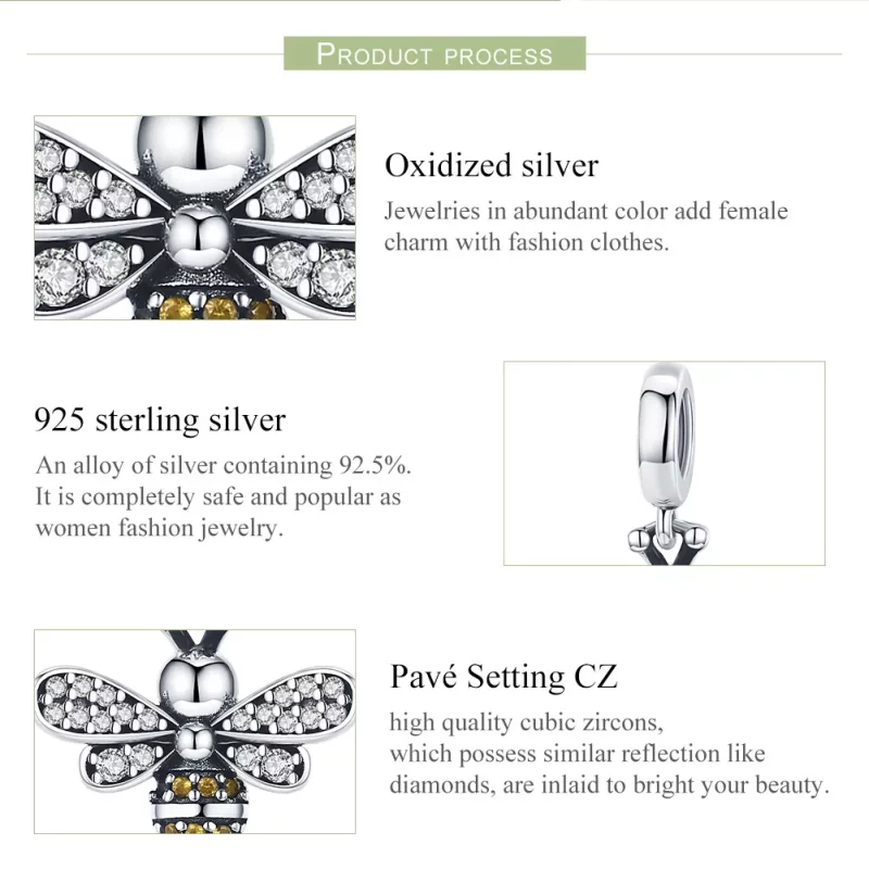 (imagen para) Pendiente de plata estilo Pandora con colgante de miel - SCC821 - Ver 7