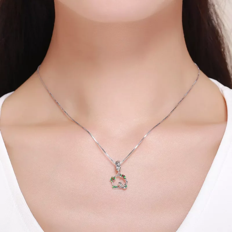 (imagen para) Pendiente de plata estilo Pandora con colgante de pájaro de primavera - SCC645 - Ver 5