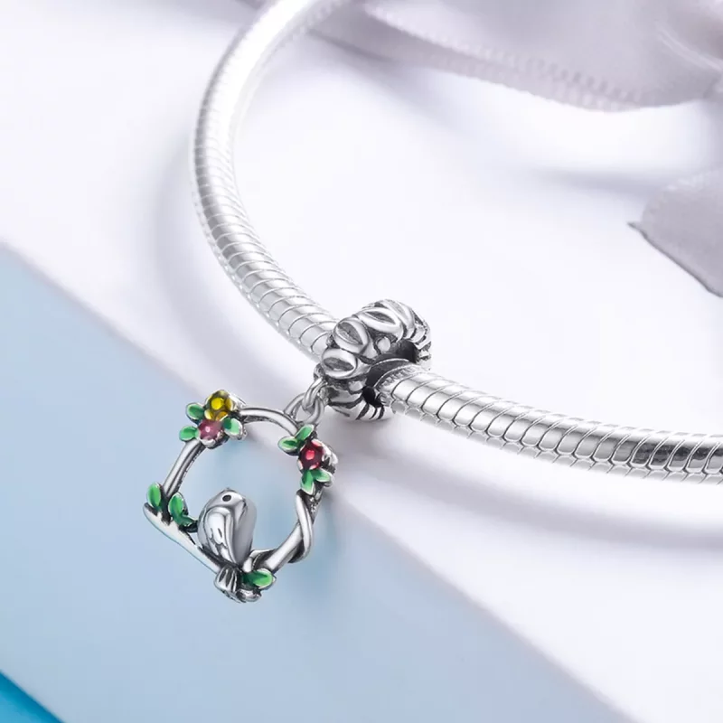 (imagen para) Pendiente de plata estilo Pandora con colgante de pájaro de primavera - SCC645 - Ver 7