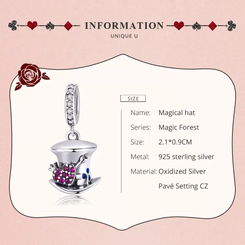 (imagen para) Pendiente de Sombrero Mágico de Plata Estilo Pandora - SCC1441 - Ver 7